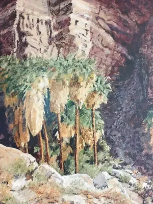 LARGE IMPRESSIONISTIC DESERT LANDSCAPE PAINTING ON CANVAS