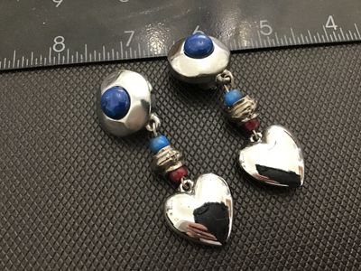 Puff Heart Faux Stone Clip on Earrings