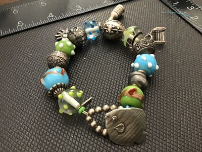 Chamilia Mixed Metal With Sterling Silver and Art Glass Charm Bracelet