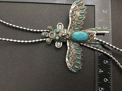 Vintage Native American Style Thunderbird Katchina Bolo Tie