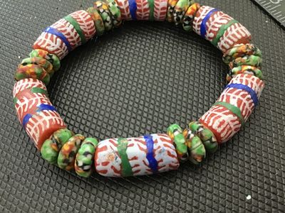 Vintage African Trade Bead Stretch Bracelet
