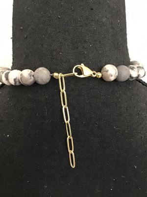 Zebra Jasper Beaded Necklace with Gold-Tone Clasp