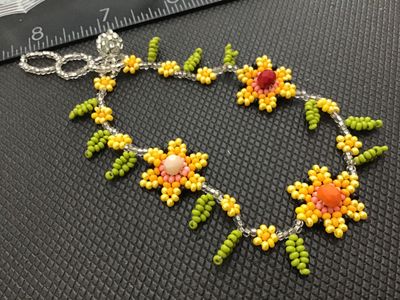Glass Beaded Adjustable Bracelet Or Anklet Daisy’s