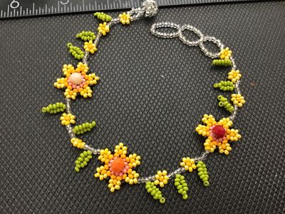 Glass Beaded Adjustable Bracelet Or Anklet Daisy’s
