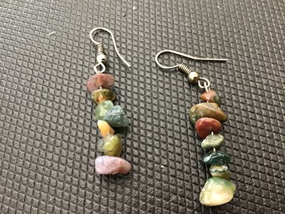 Natural Stone Chip Necklace and Matching Dangle Earrings Set