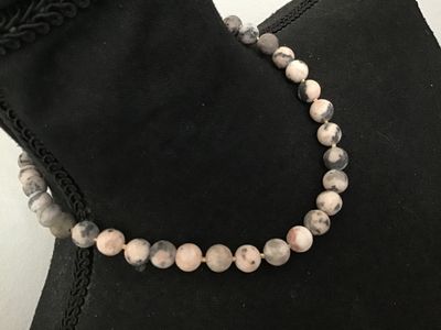 Zebra Jasper Beaded Necklace with Gold-Tone Clasp