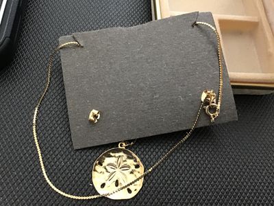 Vintage Set in Box New Sand Dollar Necklace With earrings