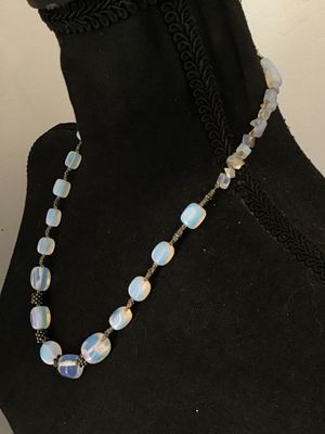 Opalite Bead and Chip Necklace with Toggle Clasp