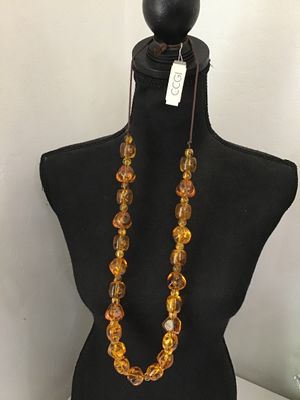 Vintage Amber-Colored Chunky Bead Necklace