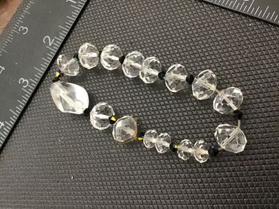 Vintage Faceted Crystal and Aurora Borealis Beaded Stretch Bracelet