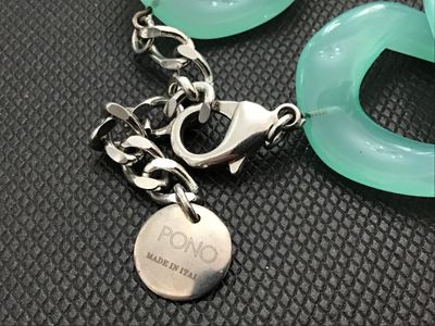 Designer Pono Made in Italy Mint Green Resin Link Necklace