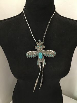 Vintage Native American Style Thunderbird Katchina Bolo Tie