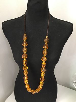 Vintage Amber-Colored Chunky Bead Necklace