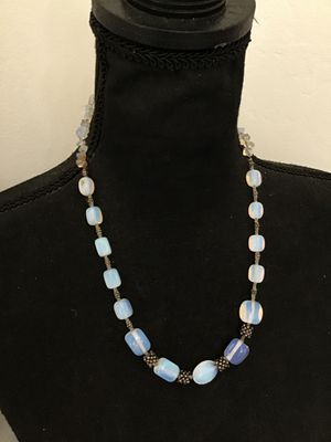 Opalite Bead and Chip Necklace with Toggle Clasp