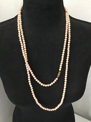 Vintage Pink Faux Pearl Strand Necklace