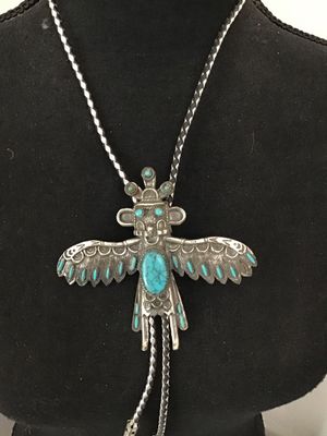 Vintage Native American Style Thunderbird Katchina Bolo Tie