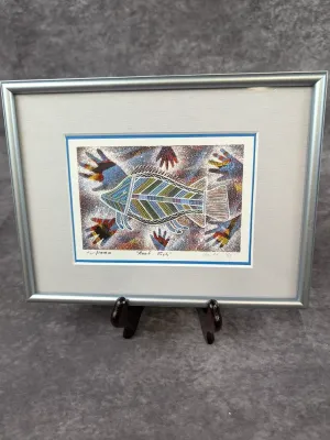 Framed and matted limited edition print titled "Reef Fish" by artist Bell, dated 1995 and numbered 460 of 1000, featuring...