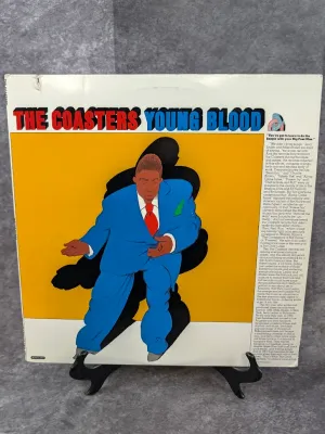 Vintage vinyl album cover for The Coasters' 'Young Blood' released by Atlantic Deluxe, featuring illustration art by...