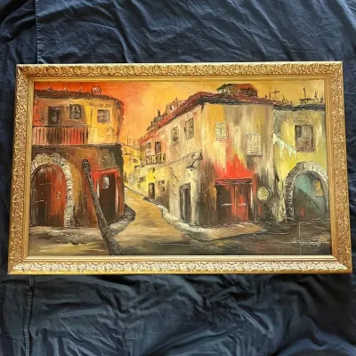 Sale Photo Thumbnail #5: 5 mid century signed armstrong original oil on canvas