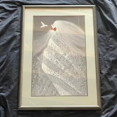Sale Photo Thumbnail #42: 42 frank howell white hummingbird double signed lithograph