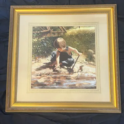 Sale Photo Thumbnail #132: 134 donald zolan summertime friends framed print appears hand signed