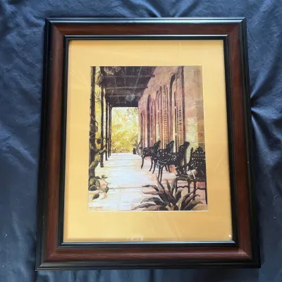 Sale Photo Thumbnail #81: 81 signed in image architectural veranda courtyard framed art print