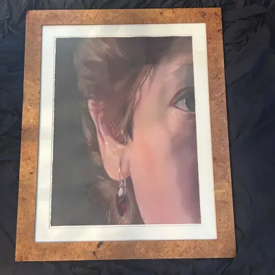 Sale Photo Thumbnail #7: 7 m j ward 1982 female portrait pastel on deckled edge paper
