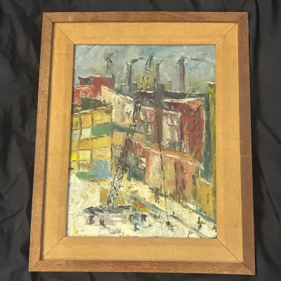 Sale Photo Thumbnail #129: 131 geri sachs original industrial cityscape painting