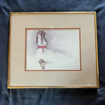 Sale Photo Thumbnail #38: 38 r c gorman woman with red belt double signed framed art print