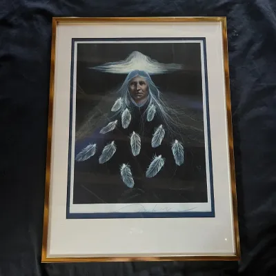 Sale Photo Thumbnail #45: 45 frank howell rising wind 1995 double signed framed art print