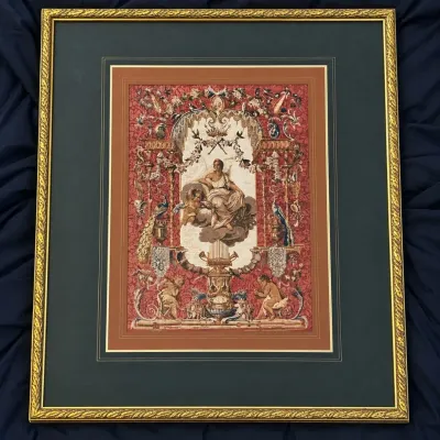 Sale Photo Thumbnail #134: 136 framed classical decorative print on textured surface