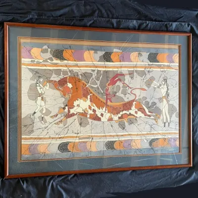 Sale Photo Thumbnail #21: 21 large signed minoan bull leaping artwork after the knossos fresco
