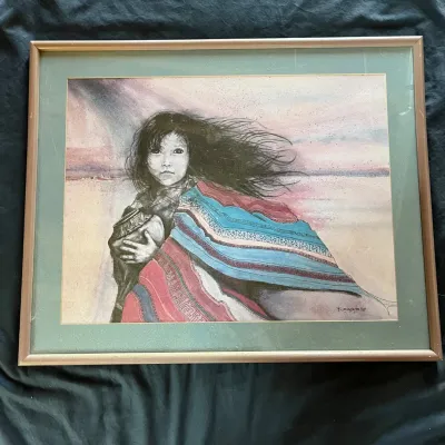 Sale Photo Thumbnail #85: 85 k kay singleton nina 1991 native american lithograph framed art