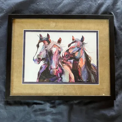 Sale Photo Thumbnail #91: 91 caly garris colorful four horses framed art print