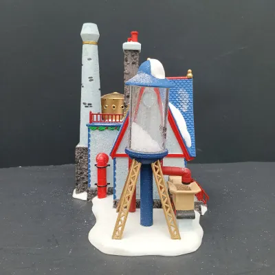 LOT 168: Department 56 North Pole Series Real Plastic Snow Factory and Tillie's Tiny Cup Café