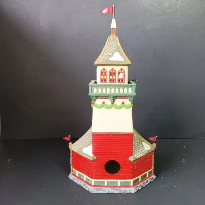 LOT 172: Department 56 North Pole Series Santa's Lookout Tower and Village Pole Pine Forest