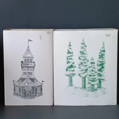 LOT 172: Department 56 North Pole Series Santa's Lookout Tower and Village Pole Pine Forest