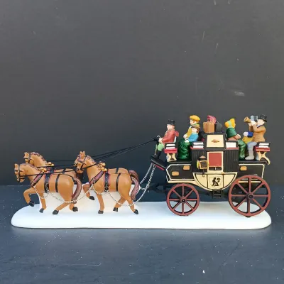 LOT 132: Department 56 Holiday Coach, Pole Pine Trees and Bare Branch Trees