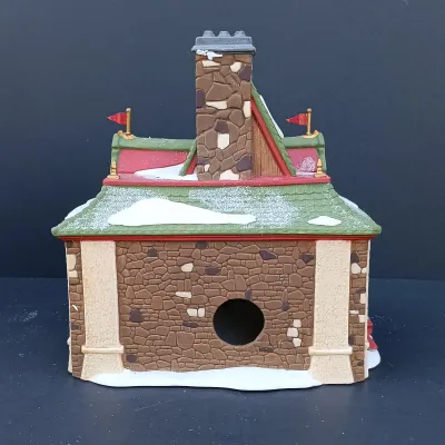 LOT 123: Department 56 North Pole Series Orly's Bell & Harness Supply, North Pole Express Depot and Beard Barber Shop