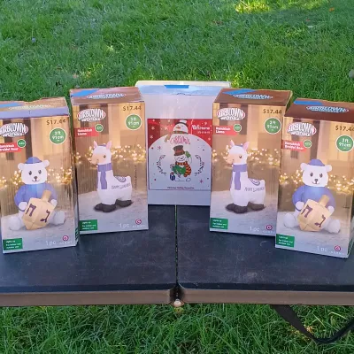 LOT 117: Inflatable 3ft Hanukkah Bears and Llamas with a Mystery Christmas Inflatable