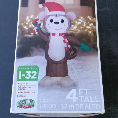 LOT 116: Inflatable 5ft Sock Monkey, 4ft Panda and 4ft Silly Monkey