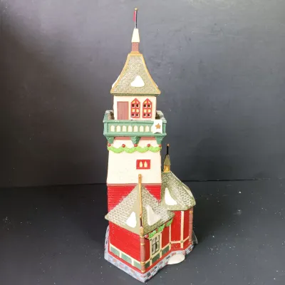 LOT 172: Department 56 North Pole Series Santa's Lookout Tower and Village Pole Pine Forest