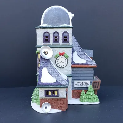LOT 122: Department 56 North Pole Series Weather and Time Observatory with New England Village Series Old North Church