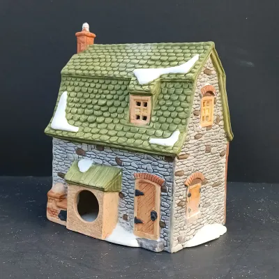 LOT 163: Department 56 Dickens' Village Series Mermaid Fish Shoppe, White Horse Bakery and Scrooge and Marley Counting House