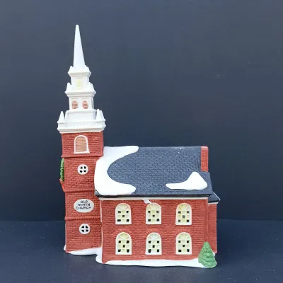 LOT 122: Department 56 North Pole Series Weather and Time Observatory with New England Village Series Old North Church