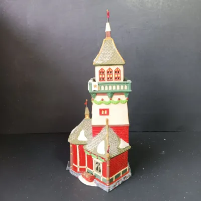 LOT 172: Department 56 North Pole Series Santa's Lookout Tower and Village Pole Pine Forest