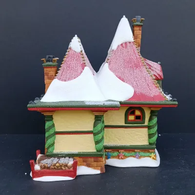 LOT 129: Department 56 North Pole Series Santa's Visiting Center Gift Set with Village Icicle Trees