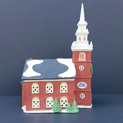 LOT 122: Department 56 North Pole Series Weather and Time Observatory with New England Village Series Old North Church