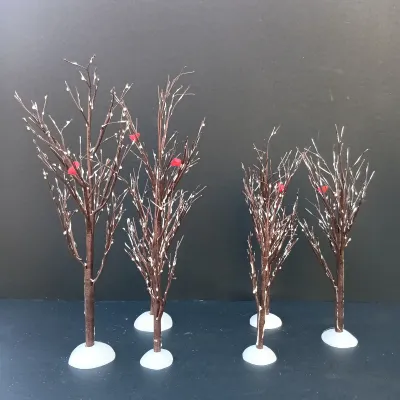 LOT 132: Department 56 Holiday Coach, Pole Pine Trees and Bare Branch Trees
