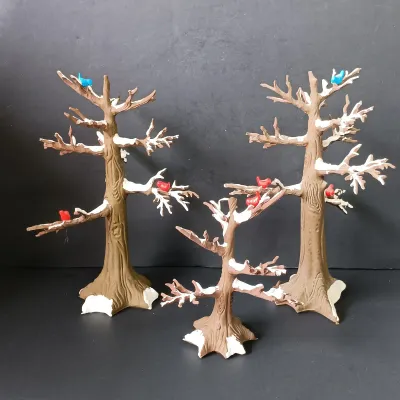 LOT 170: Department 56 Winter Birch Tree, Frosted Bare Branch Trees, Winter Oak Trees & Holly Hedges